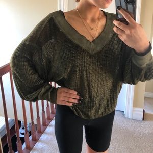 Free People Olive Green Laguna Long Slev Thermal.